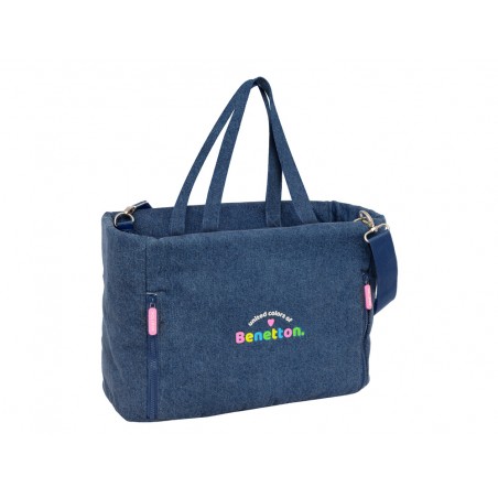 Bolso con bolsillo safta para portatil 14 benetton denim 170x400x310 mm