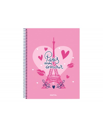 Cuaderno espiral safta microperforado din a4 tapa forrada 120 hojas cuadro 5 mm 60 gr paris