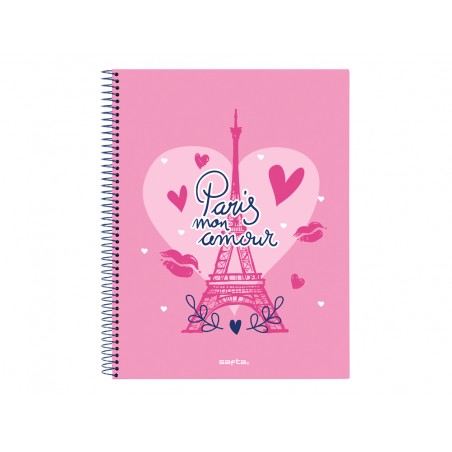 Cuaderno espiral safta microperforado din a4 tapa forrada 120 hojas cuadro 5 mm 60 gr paris