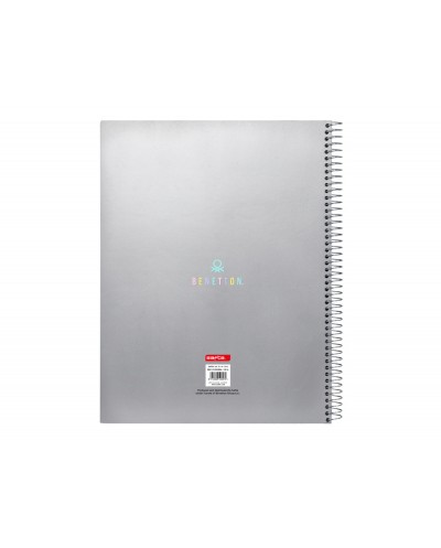 Cuaderno espiral safta microperforado din a4 tapa forrada 120 hojas cuadro 5 mm 60 gr benetton silver