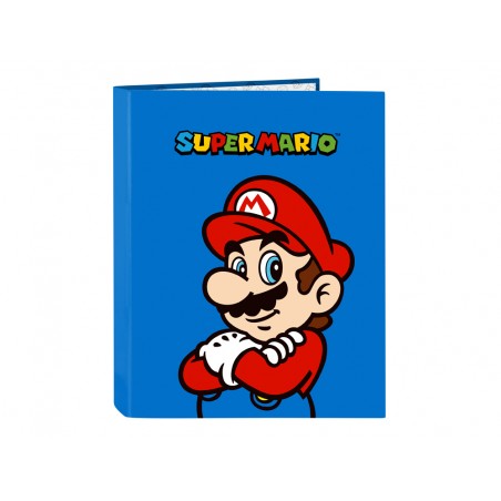 Carpeta safta carton folio 4 anillas mixtas super mario play 40x265x330 mm