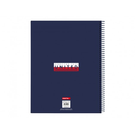 Cuaderno espiral safta microperforado din a4 tapa forrada 120 hojas cuadro 5 mm 60 gr benetton varsity