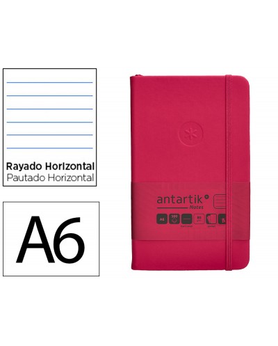 Cuaderno con gomilla antartik notes tapa dura a6 hojas rayas burdeos 100 hojas 80 gr fsc