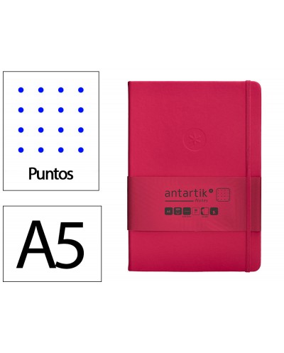 Cuaderno con gomilla antartik notes tapa dura a5 hojas puntos burdeos 100 hojas 80 gr fsc