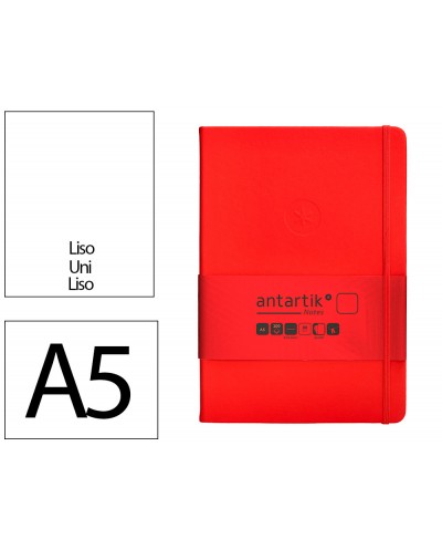 Cuaderno con gomilla antartik notes tapa dura a5 hojas lisas rojo 100 hojas 80 gr fsc