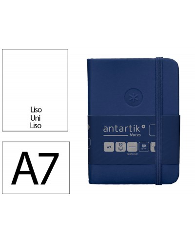 Cuaderno con gomilla antartik notes tapa dura a7 hojas lisas azul marino 80 hojas 80 gr fsc