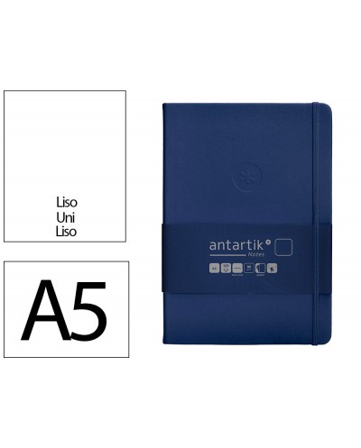 Cuaderno con gomilla antartik notes tapa dura a5 hojas lisas azul marino 100 hojas 80 gr fsc