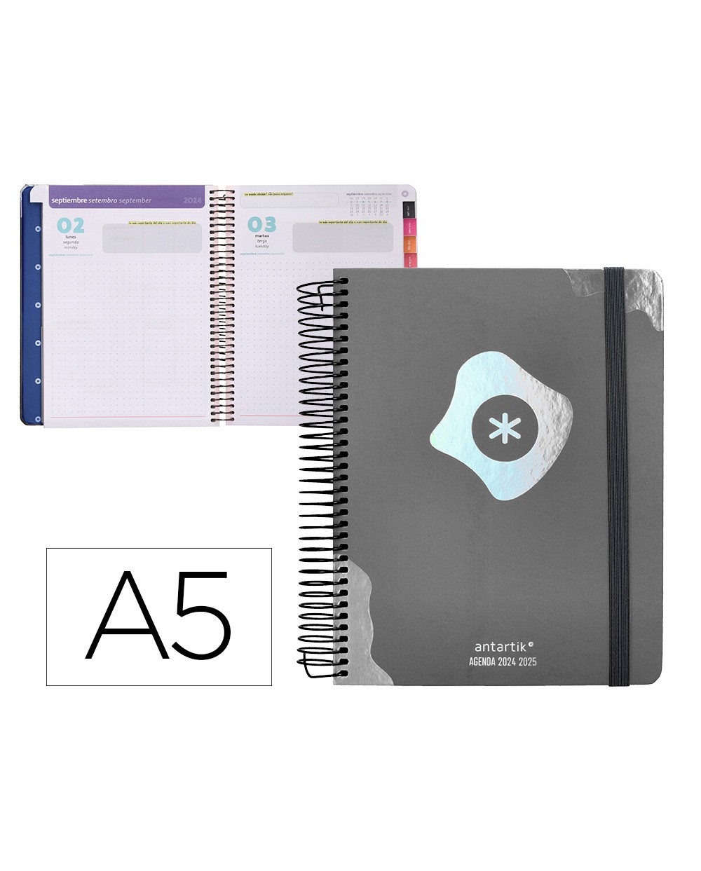 Agenda escolar antartik ano 24 25 curso coleccion maximal black dia pagina a5