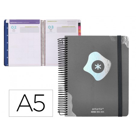 Agenda escolar antartik ano 24 25 curso coleccion maximal black dia pagina a5