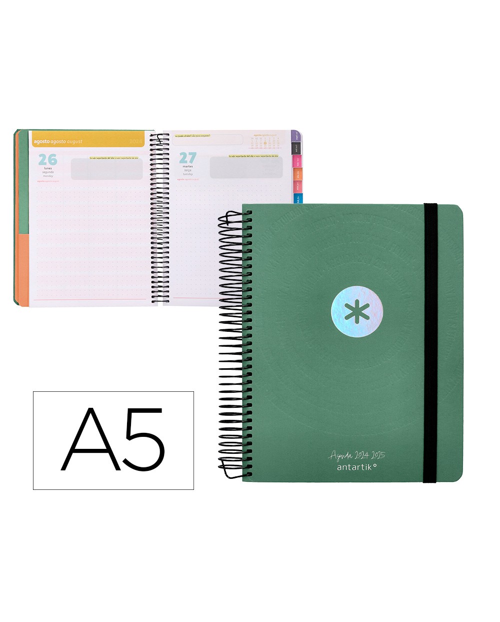 Agenda escolar antartik ano 24 25 curso coleccion minimal green dia pagina a5