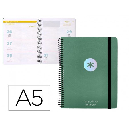 Agenda escolar antartik ano 24 25 curso coleccion minimal green semana vista a5