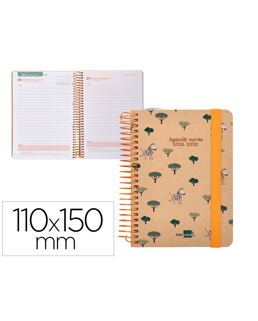 Agenda escolar liderpapel ano 24 25 escolar classic zebra dia pagina a6 tetra