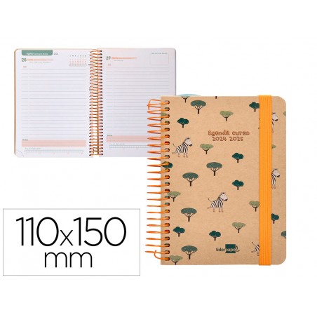 Agenda escolar liderpapel ano 24 25 escolar classic zebra dia pagina a6 tetra