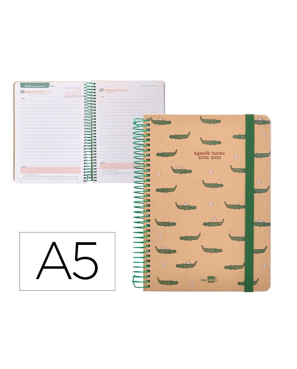 Agenda escolar liderpapel ano 24 25 escolar classic crocodile dia pagina a5 tetra