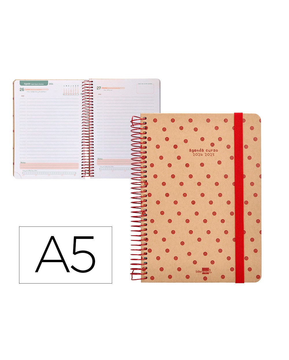 Agenda escolar liderpapel ano 24 25 escolar classic smile dia pagina a5 tetra