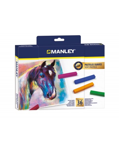 Lapices pastel manley suaves caja de 36 unidades colores surtidos