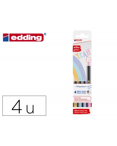 Rotulador edding punta fibra 1200 punta redonda 05 mm glitter pastel caja de 4 unidades colores surtidos