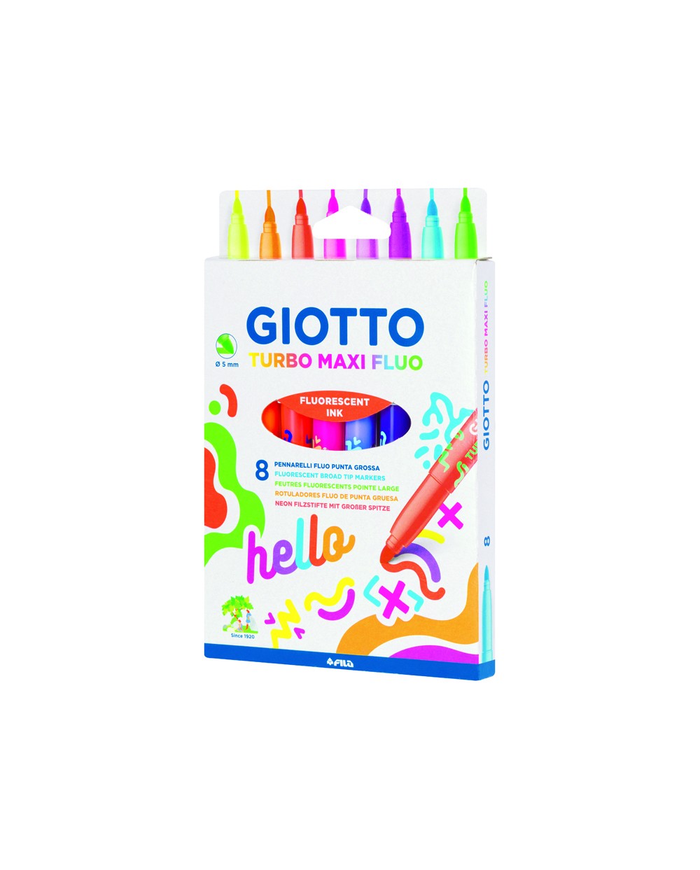 Rotulador giotto turbo maxi fluo caja de 8 unidades colores surtidos