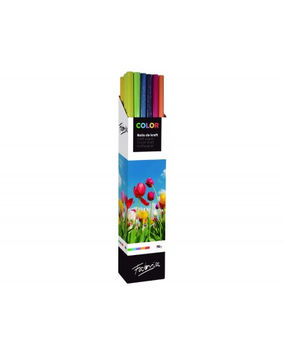 Papel kraft fabrisa color rollo 1 x 3 mt expositor de 30 unidades colores surtidos