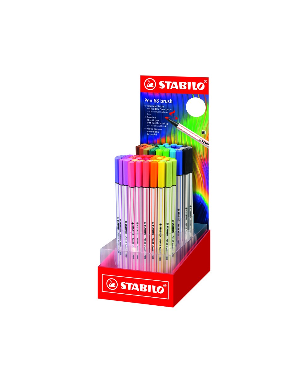 Rotulador stabilo acuarelable pen 68 brush arty line punta pincel expositor de 80 unidades colores surtidos