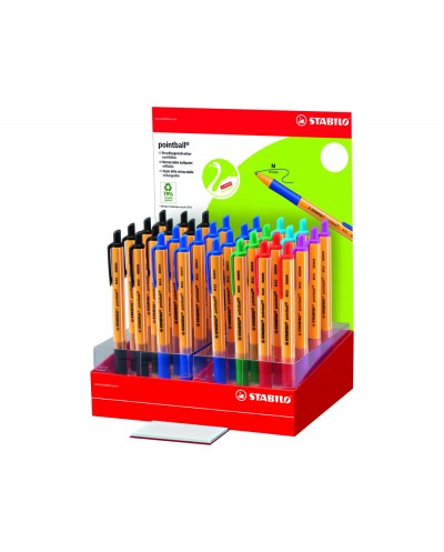 Boligrafo stabilo pointball retractil tinta aceite trazo 05 mm expositor de 32 unidades colores surtidos