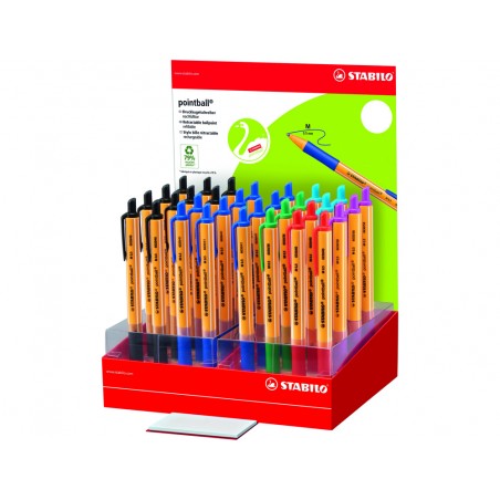 Boligrafo stabilo pointball retractil tinta aceite trazo 05 mm expositor de 32 unidades colores surtidos