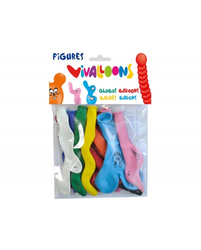 Globo 100 latex biodegradable forma figuras colores surtidos blister de 10 unidades