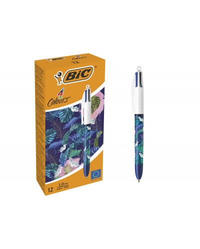 Boligrafo bic cuatro colores botanico punta de 1 mm caja de 12 unidades