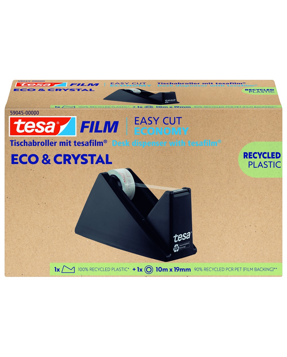 Portarrollo sobremesa tesa ecocristal plastico reciclado 100 color negro