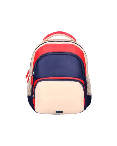 Cartera escolar liderpapel moc hila multibolsillo infantil azul marino rojo beige 350x110x270 mm