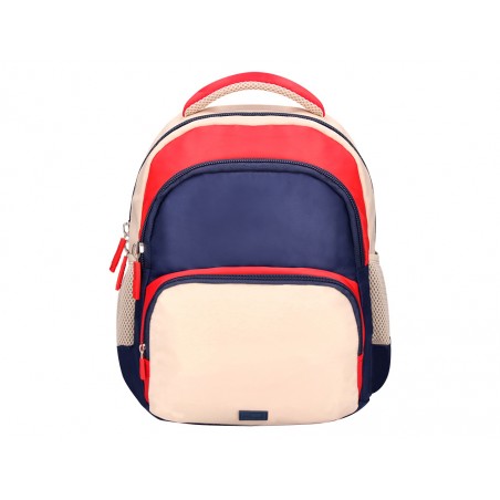 Cartera escolar liderpapel moc hila multibolsillo infantil azul marino rojo beige 350x110x270 mm