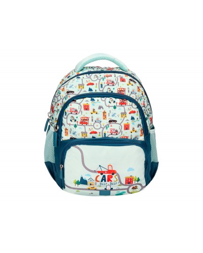 Cartera escolar liderpapel moc hila multibolsillo infantil cars azul 350x110x270 mm