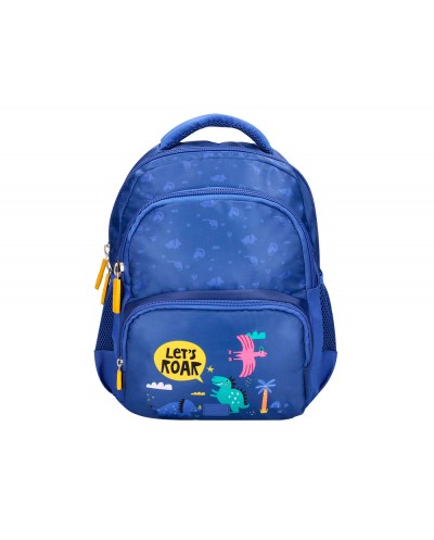 Cartera escolar liderpapel moc hila multibolsillo infantil dino azul 350x110x270 mm