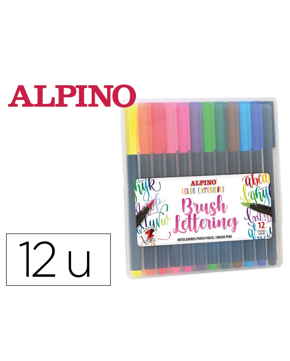 Rotulador alpino punta de pincel lettering estuche de 12 unidades colores surtidos