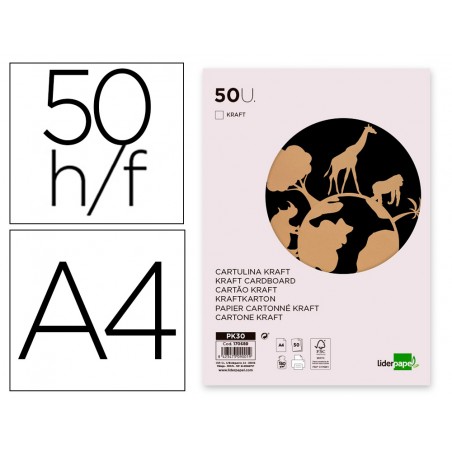 Papel kraft liderpapel a4 180g m2 paquete de 50 hojas