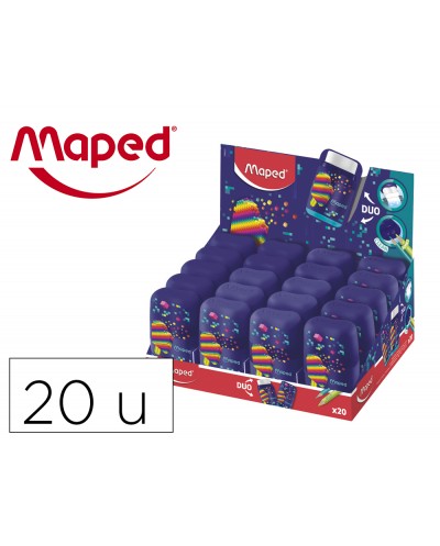 Sacapuntas maped plastico connect pixel party 2 usos con goma de borrar