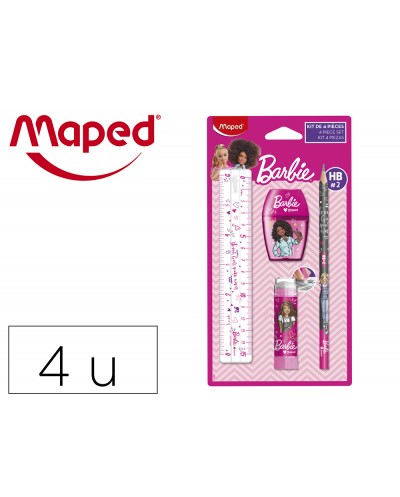 Mini set papeleria maped barbie 4 piezas