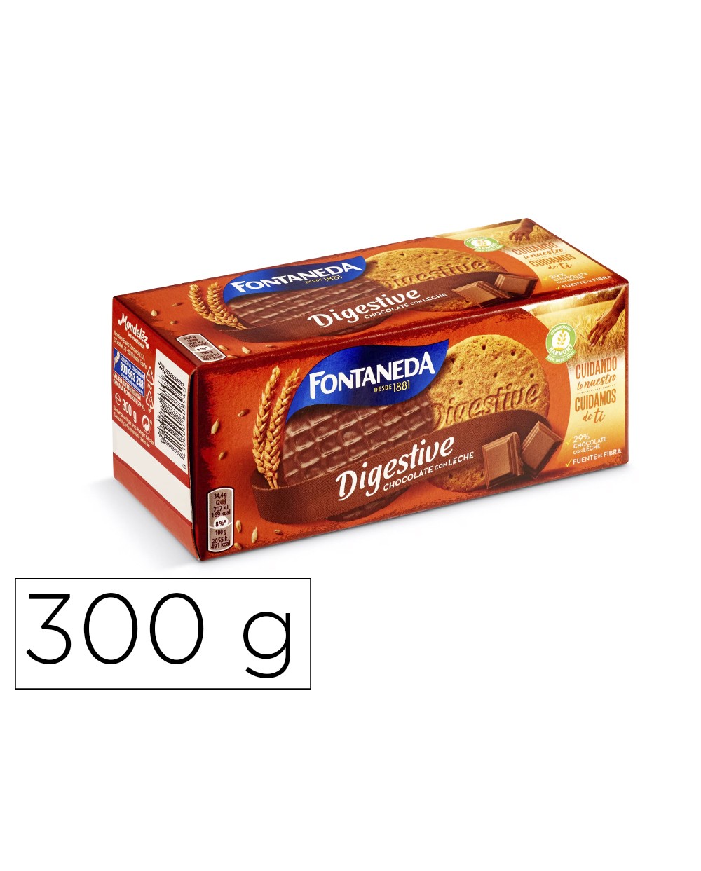 Galleta fontaneda digestive chocolate con leche fibra caja de 300 gr