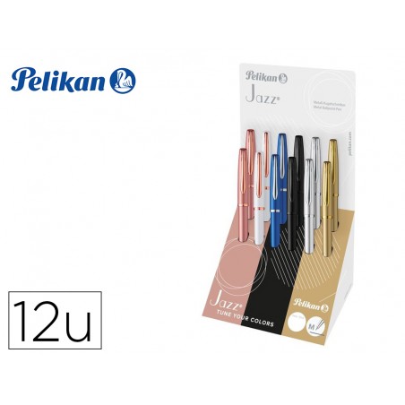 Boligrafo pelikan jazz noble elegance expositor de 12 unidades colores surtidos