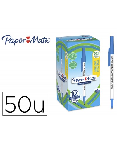 Boligrafo paper mate kilometrico punta 1 mm plastico reciclado 80 color azul