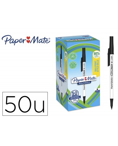 Boligrafo paper mate kilometrico punta 1 mm plastico reciclado 80 color negro