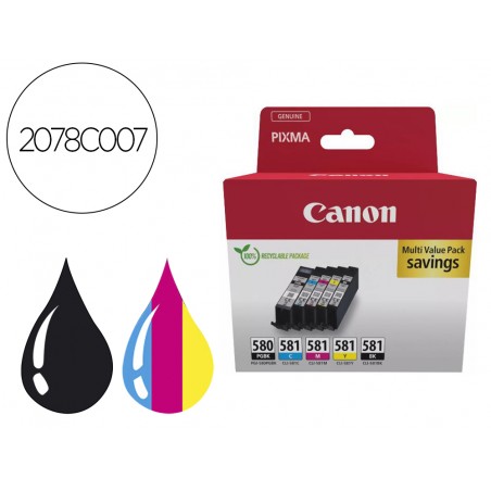 Ink jet canon pixma multi value pack pgi580bk cli581cmybk ecopack