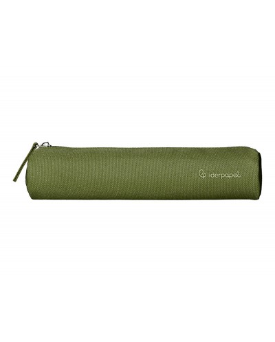 Estuche portatodo liderpapel slim cilindrico 220x45mm verde militar