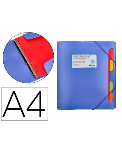 Carpeta beautone 4 anillas 25 mm con 5 separadores 3 solapas cierre gomas polipropileno din a4 color azul