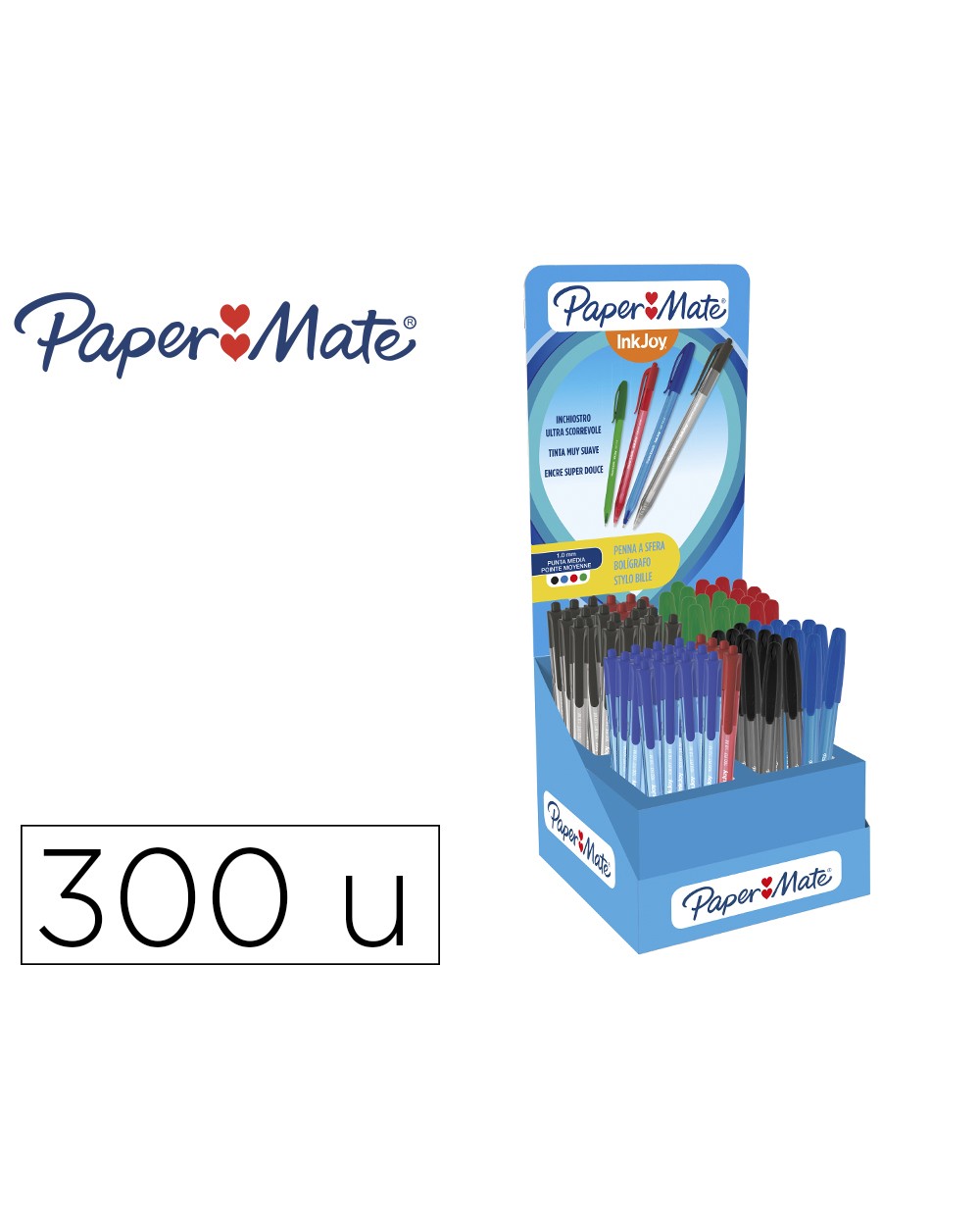 Boligrafo paper mate inkjoy 100 cap rt expositor de 300 unidades colores surtidos