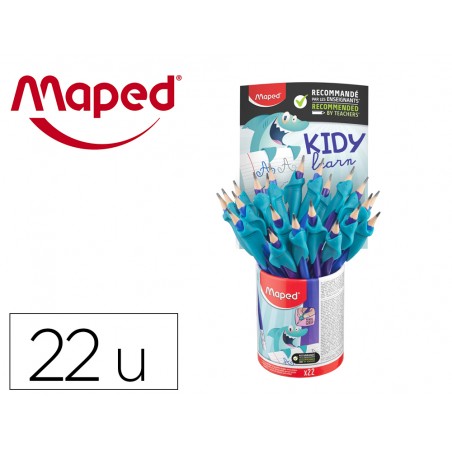 Lapices de grafito maped hb con goma borrar adaptador ergonomico cubilete de 22 unidades