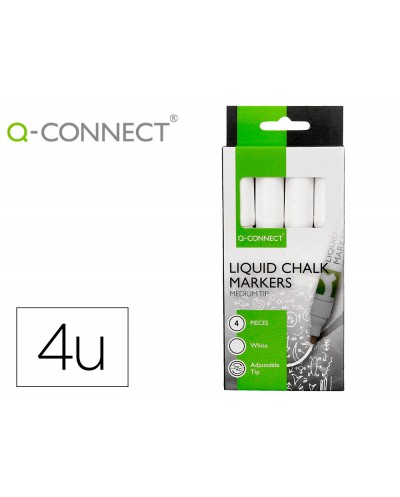 Rotulador q connect tiza liquida punta redonda trazo 3 mm caja de 4 unidades color blanco