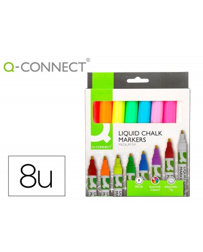 Rotulador q connect tiza liquida punta redonda trazo 3 mm caja de 8 unidades colores surtidos