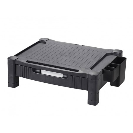 Soporte q connect para monitor impresora ajustable altura 103cm a 133cm con cajon color negro 434x336x133 mm