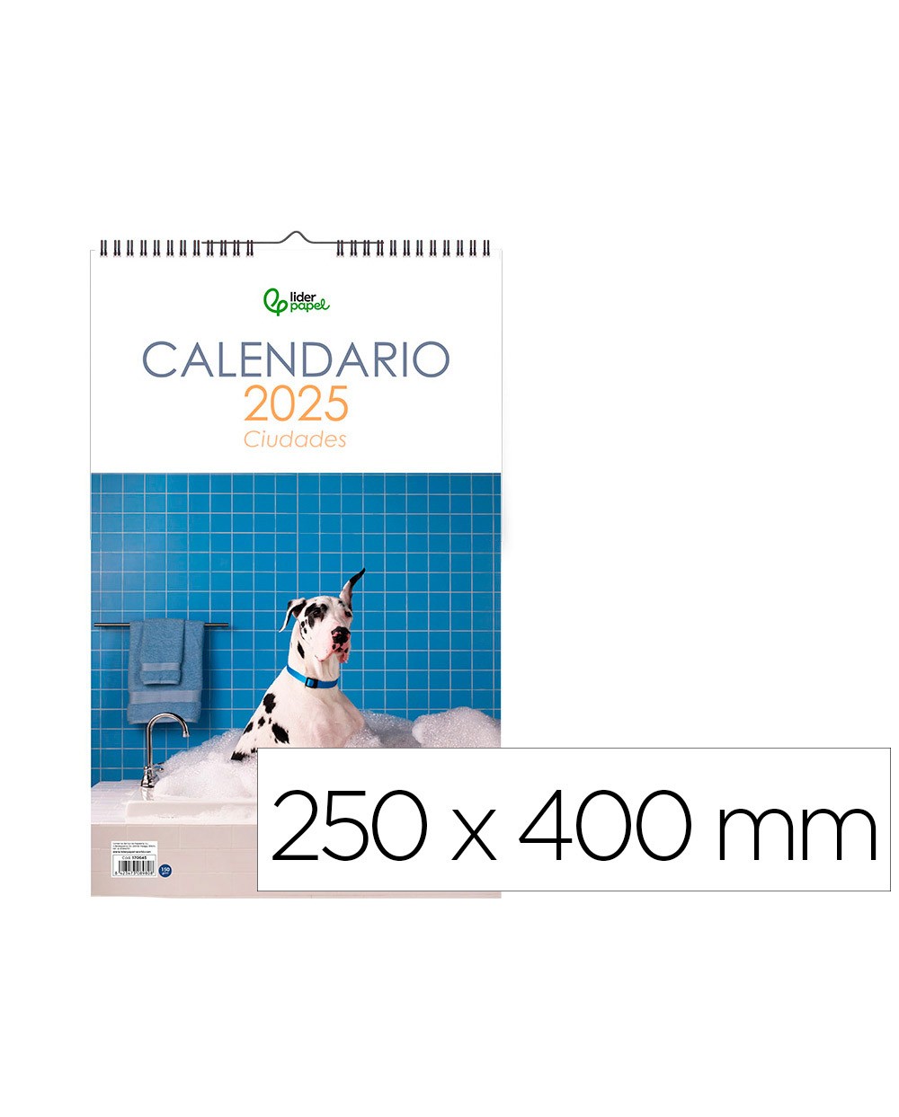 Calendario espiral pared liderpapel imagenes perros 2025 para escribir 25x40 cm papel 157 gr